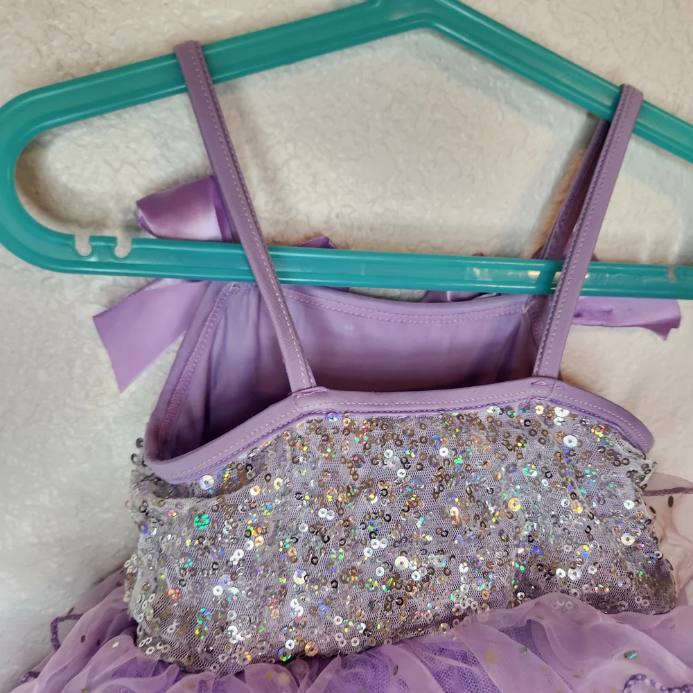 Weissman 7103 Girls Lavender Sequin Tulle dance recital dress size SC
